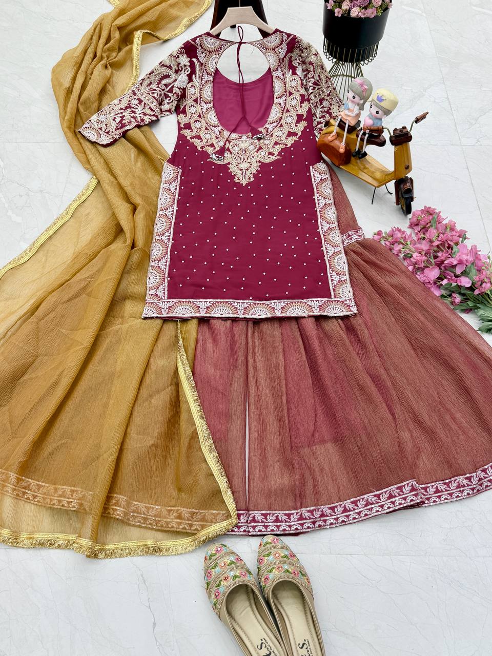 PARTY TOP PALLAZO & DUPATTA SET