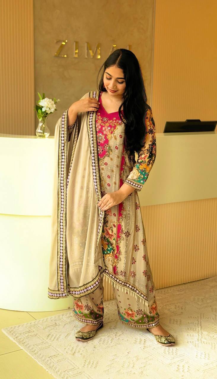 A-LINE KURTA - PLAZZO WITH  DUPATTA