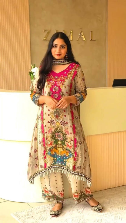 A-LINE KURTA - PLAZZO WITH  DUPATTA