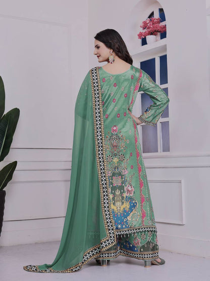 A-LINE KURTA - PLAZZO WITH  DUPATTA