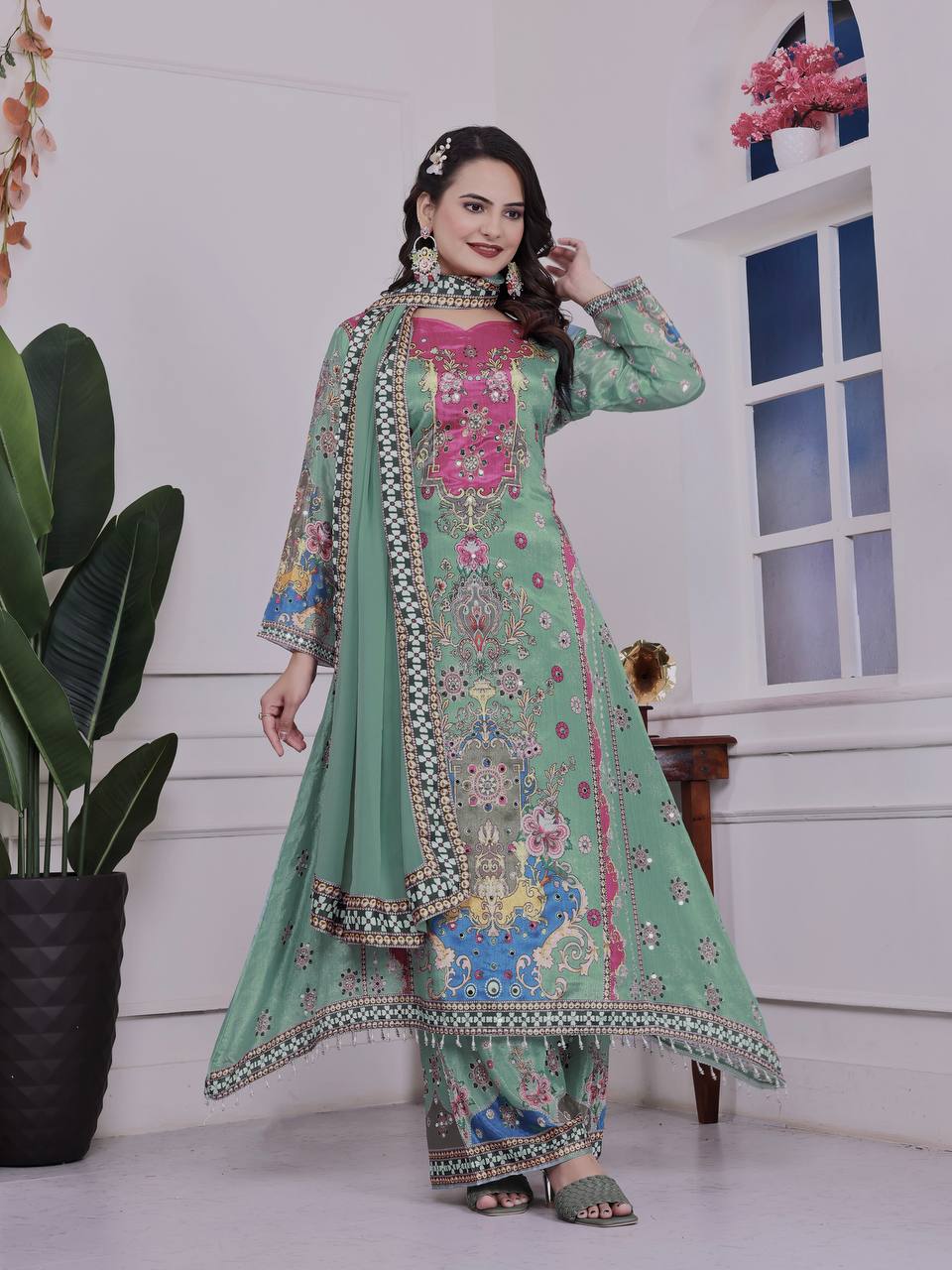 A-LINE KURTA - PLAZZO WITH  DUPATTA
