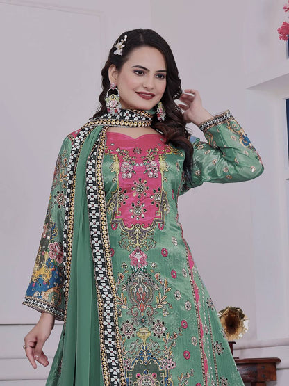 A-LINE KURTA - PLAZZO WITH  DUPATTA