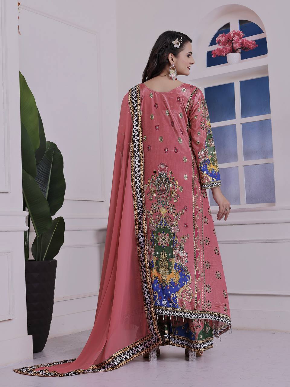 PRINTED A-LINE KURTA - PLAZZO WITH  DUPATTA