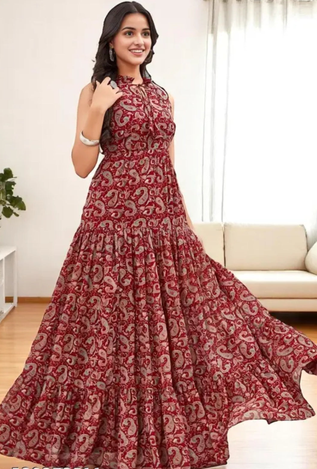 EVERGLOW GEORGETTE  FLARE LONG DRESSES
