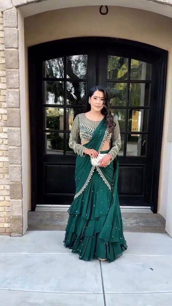 RUFFLE LEHENGA SAREE
