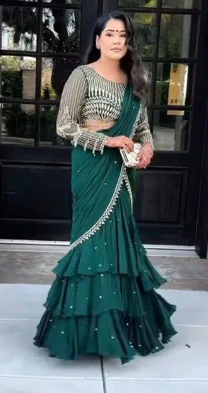 RUFFLE LEHENGA SAREE